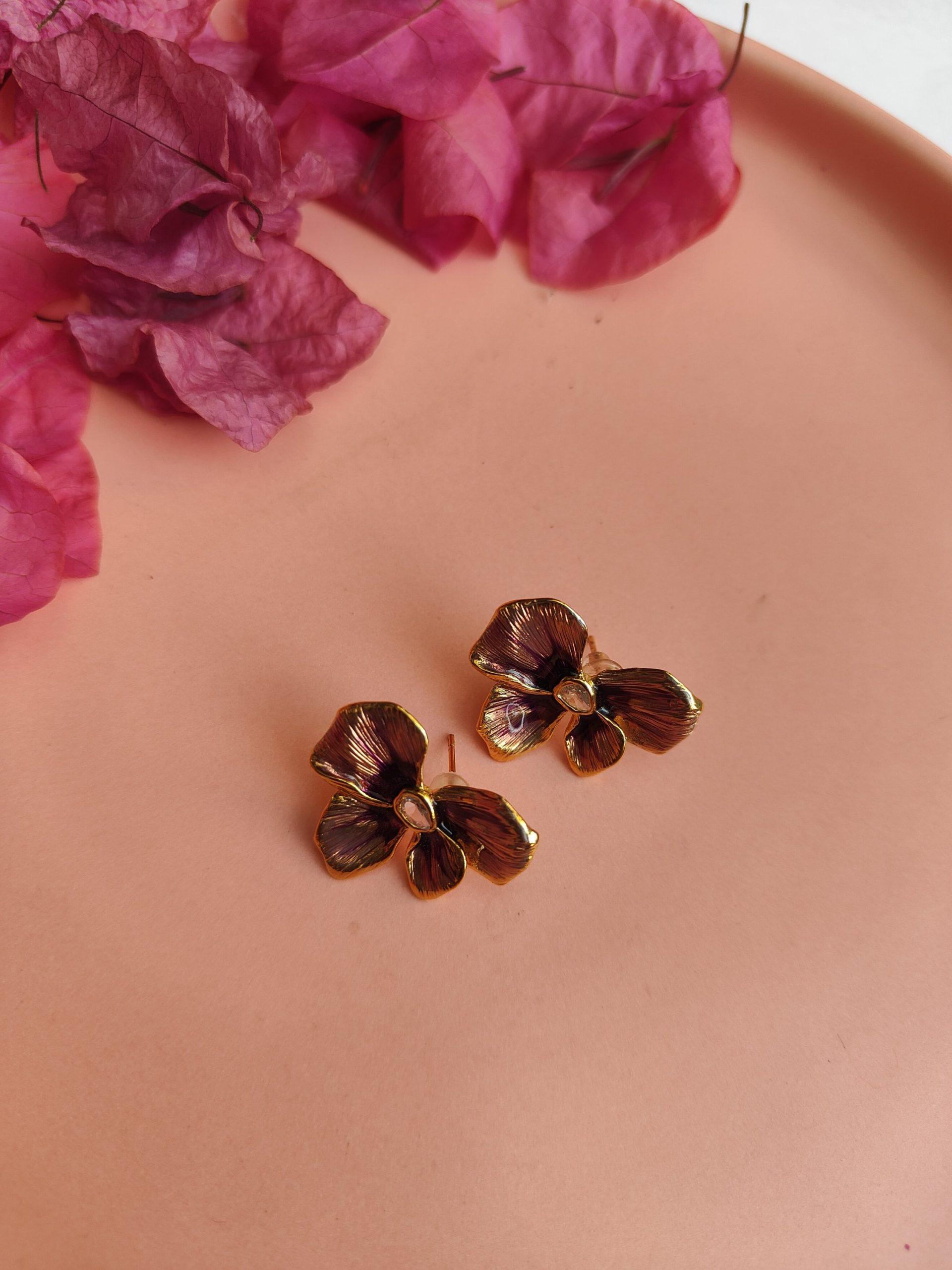 Resin Brown Floral Earing image 0