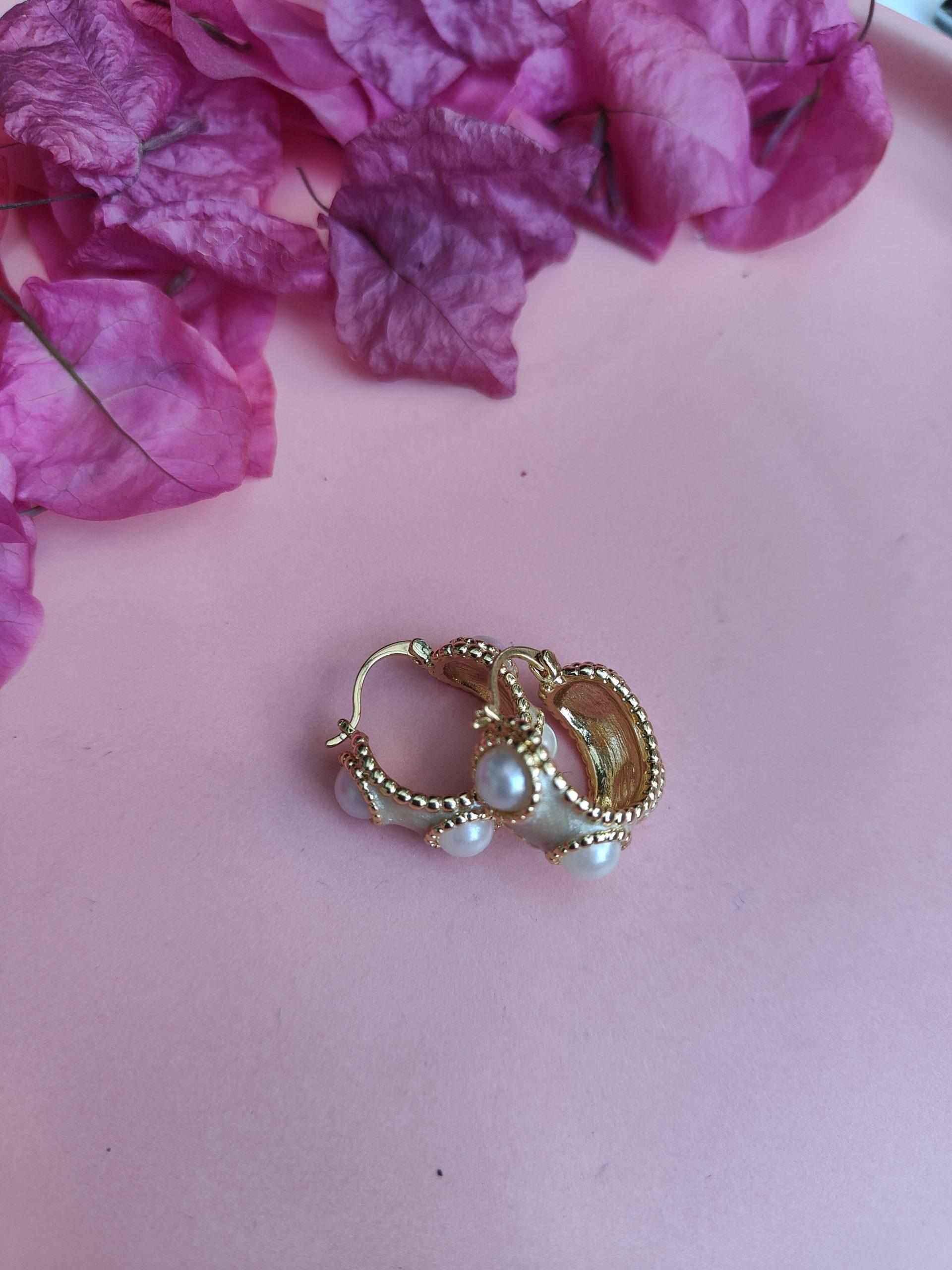 Resin Pearl Hoops image 0