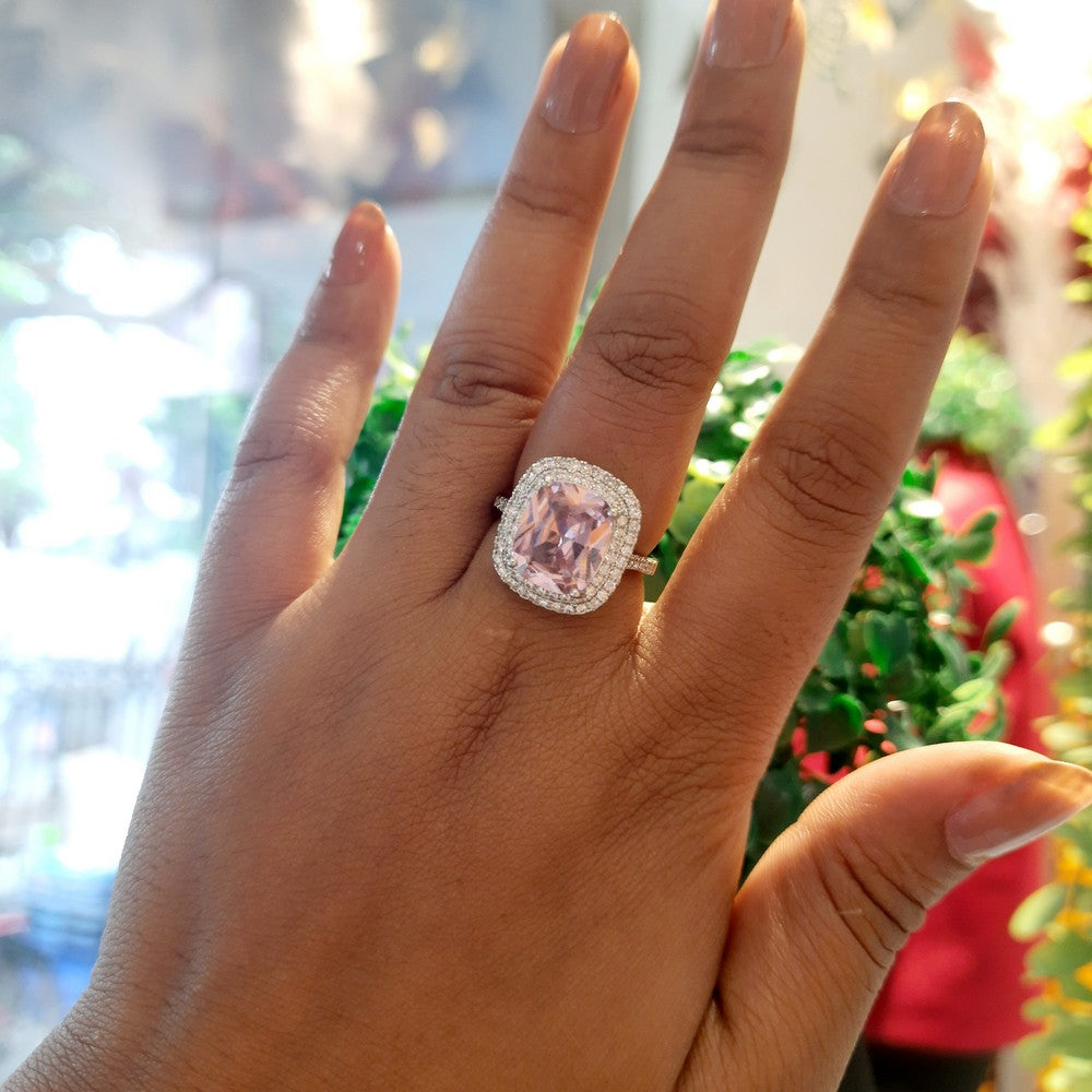 Pink Cushion Cut Ring image 1