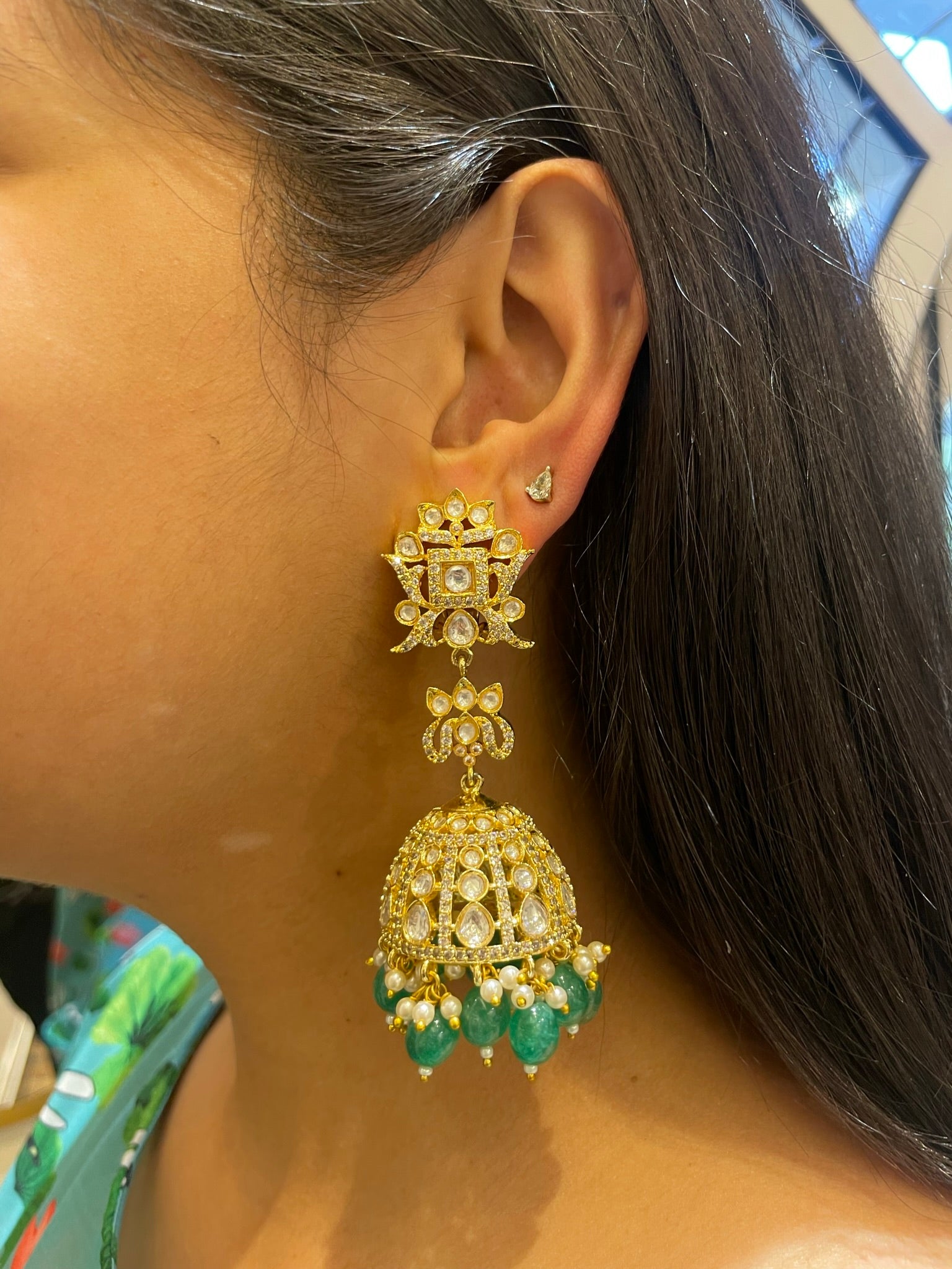 Garima Kundan &amp; Zirconia Jhumka image 3