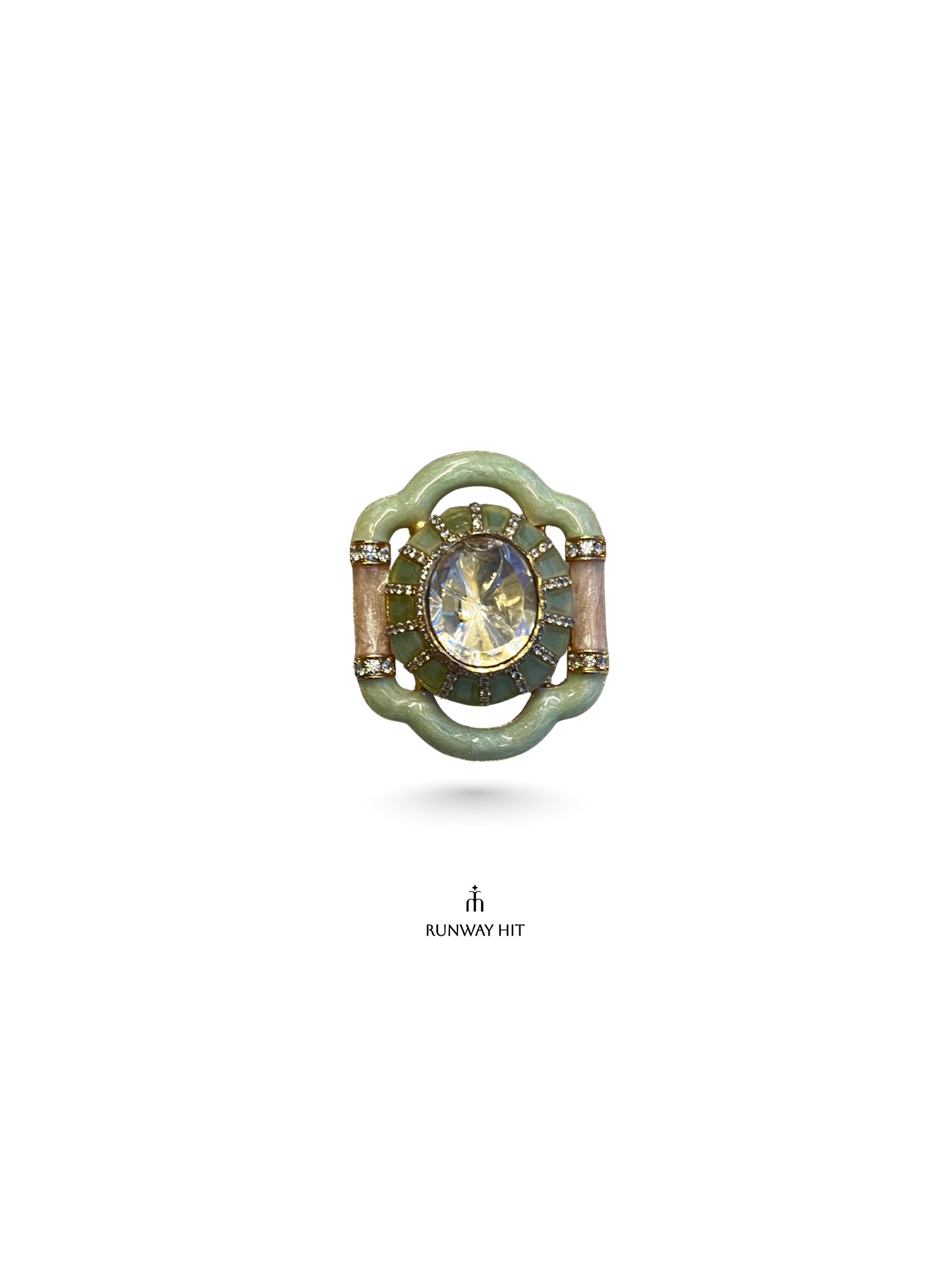 RUHI GREEN MOISSANITE POLKI RING