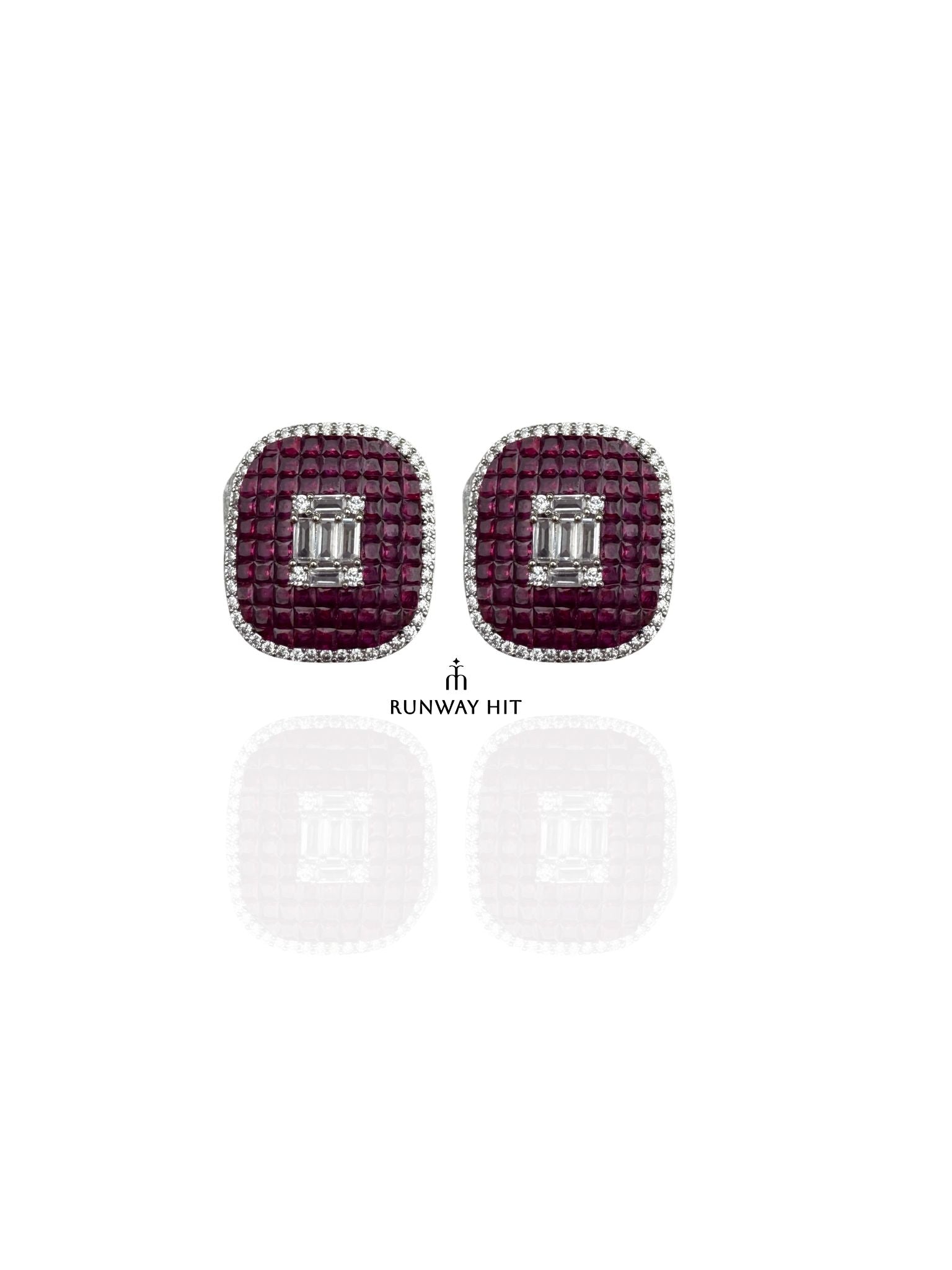 SQUARE RUBY STUD