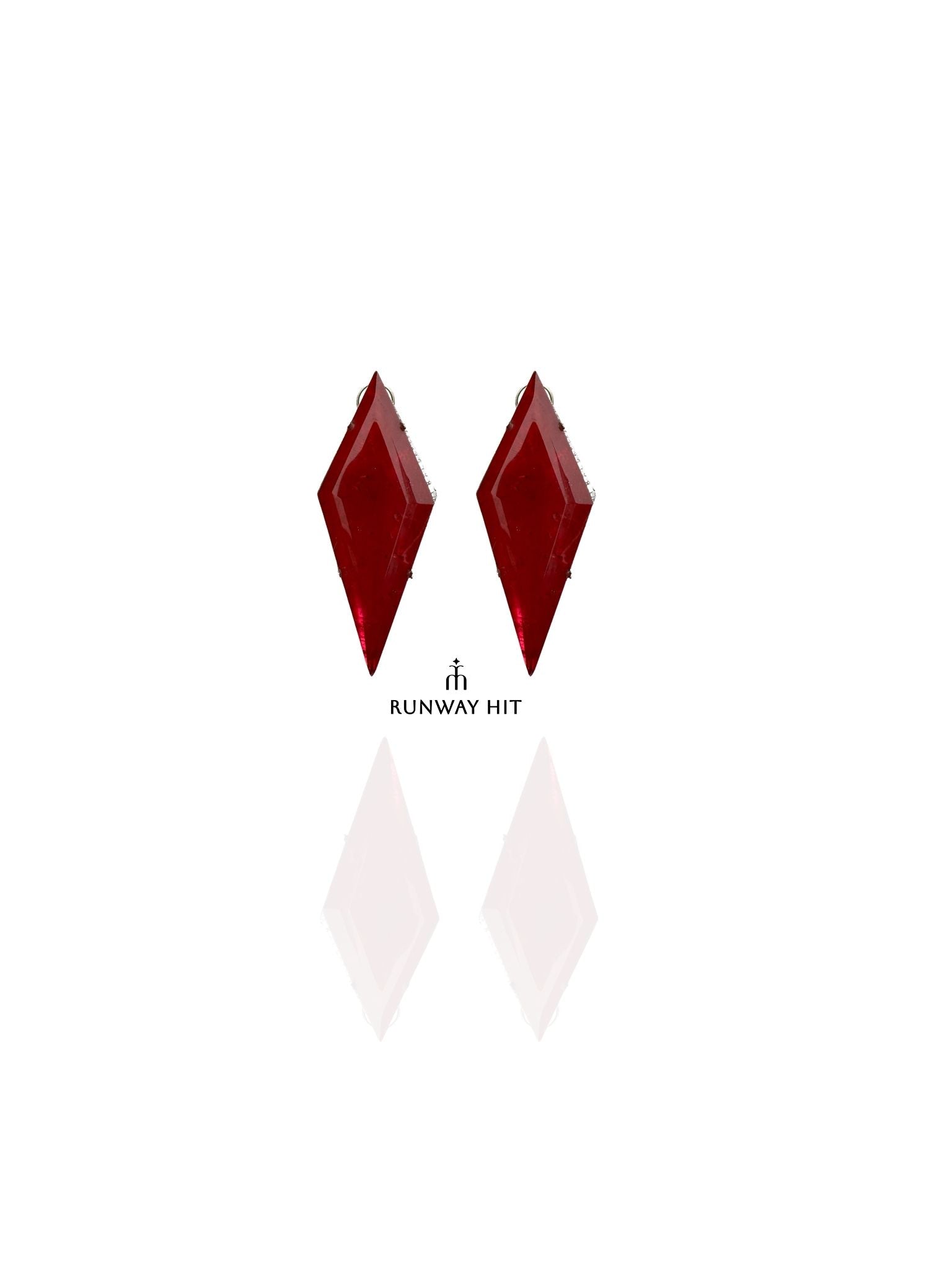 KACIE RED TRIANGULAR DOUBLET EARRING