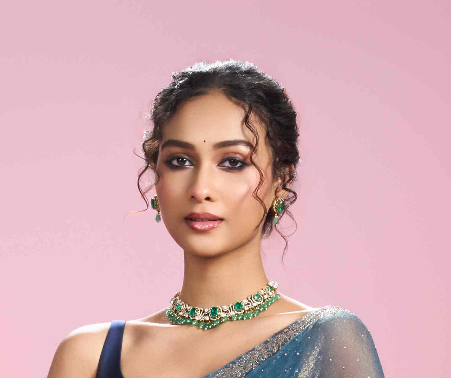 DISHA MOISSANITE POLKI GREEN NECKLACE SET