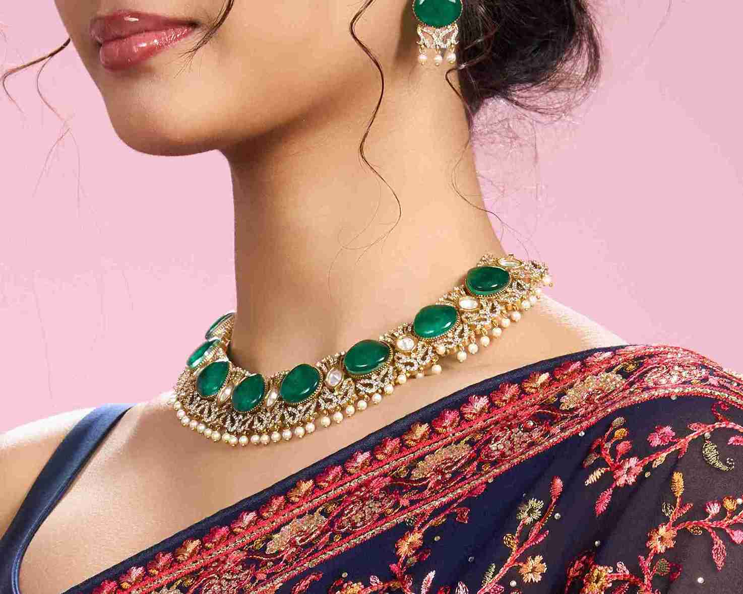 SHRIYA GREEN DOUBLET NECKLACE SET