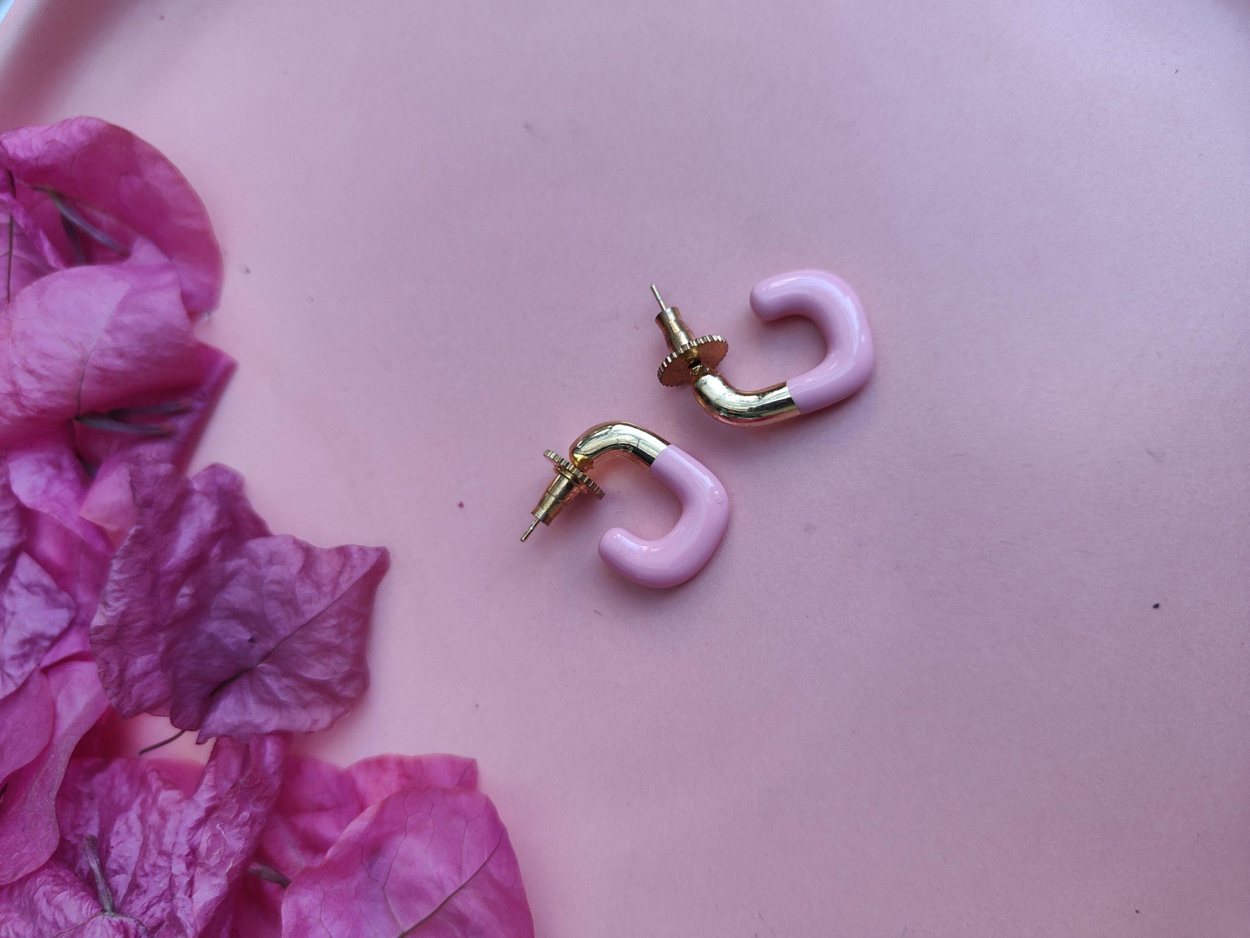 Resin Pink Square Earings image 0