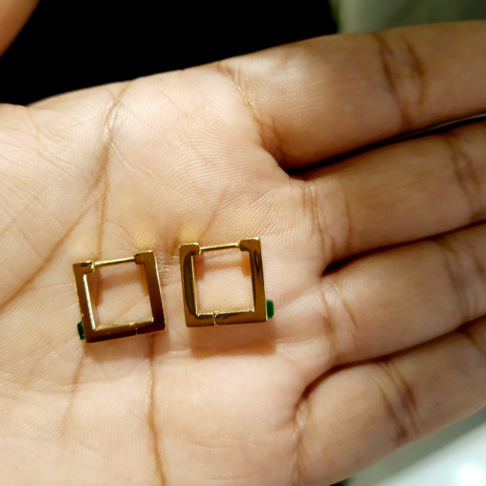 Mini Green Dot Square Hoop image 0