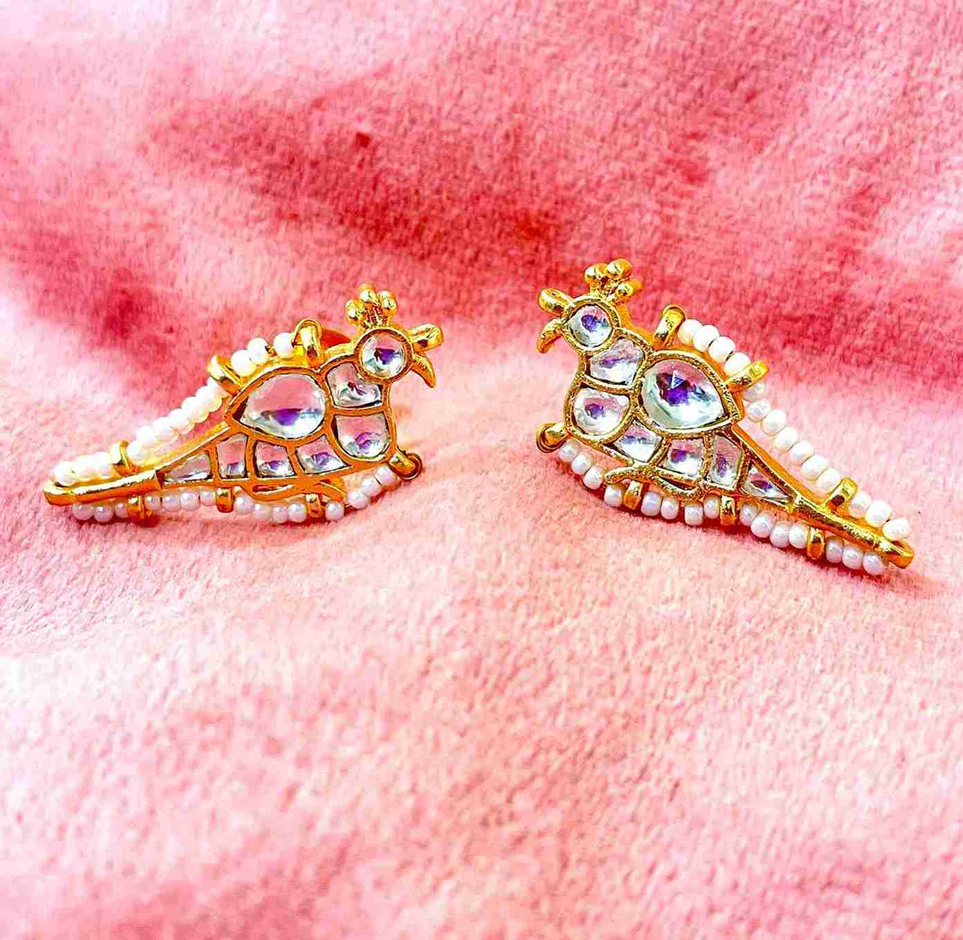 SPARROW WHITE KUNDAN STUD image 0