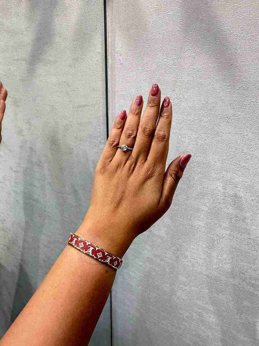 lv red leather bracelet image 0