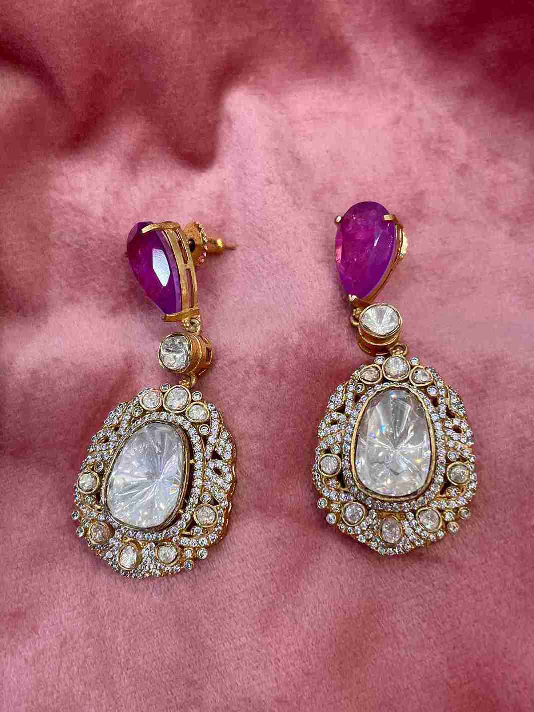 ARADHANA PURE SILVER PURPLE EARRING image 0