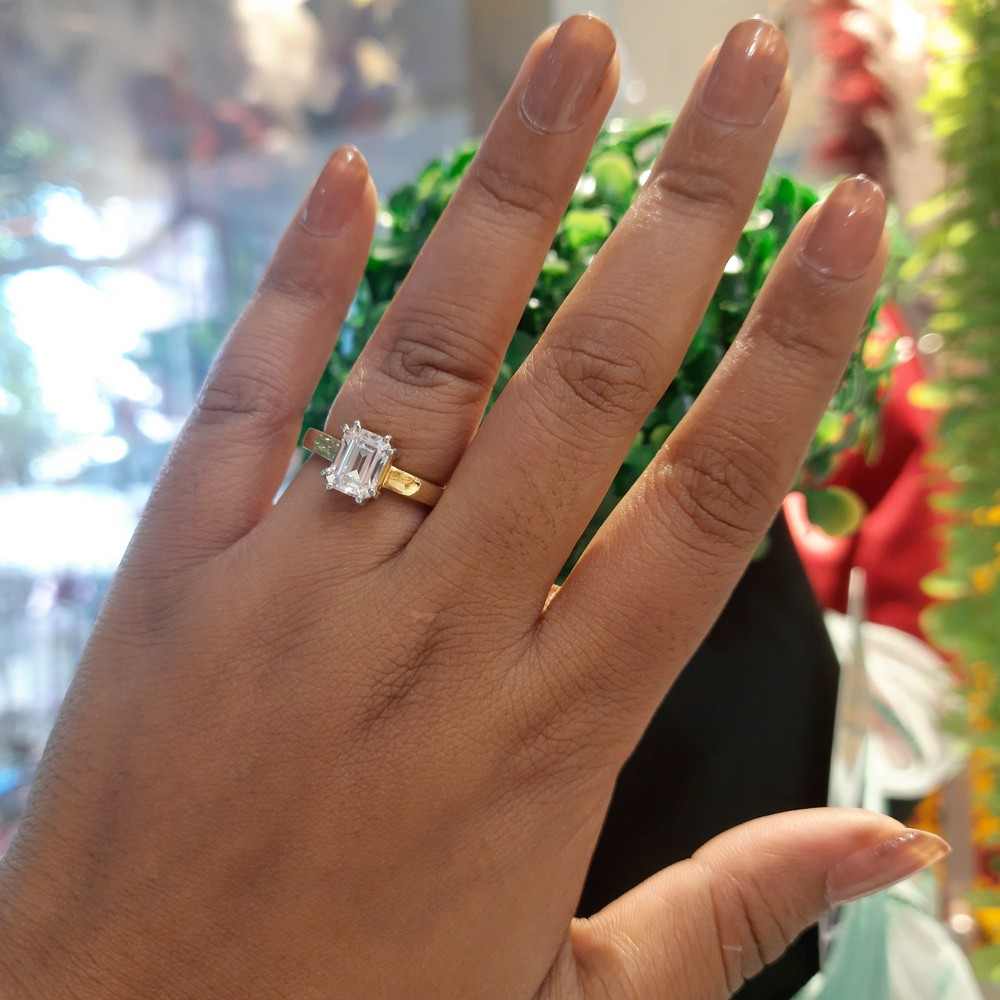 Silver &amp; Swarovski Baguette Ring image 0