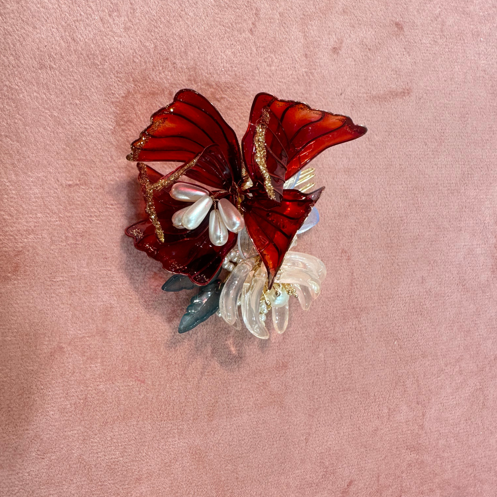 Red Wildflower Resin Comb image 0