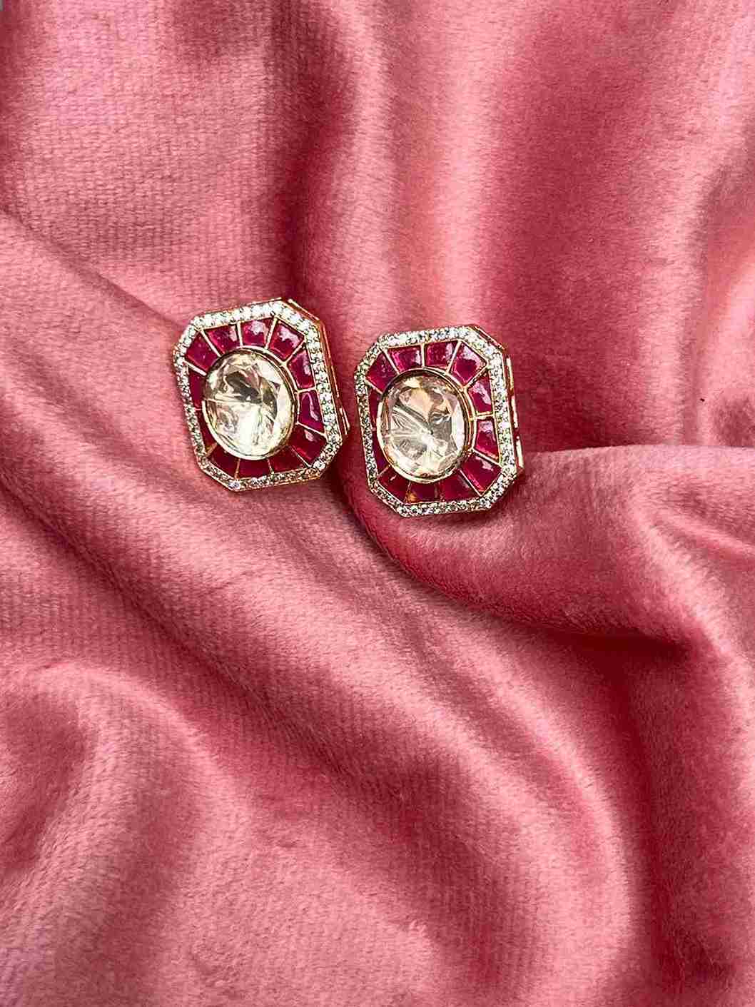 ruby kundan stud image 0