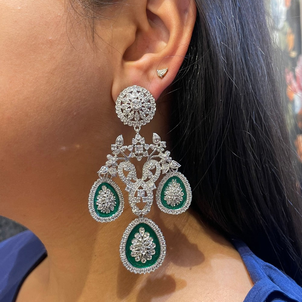 Sara Diamond Chandelier with green enamel image 0