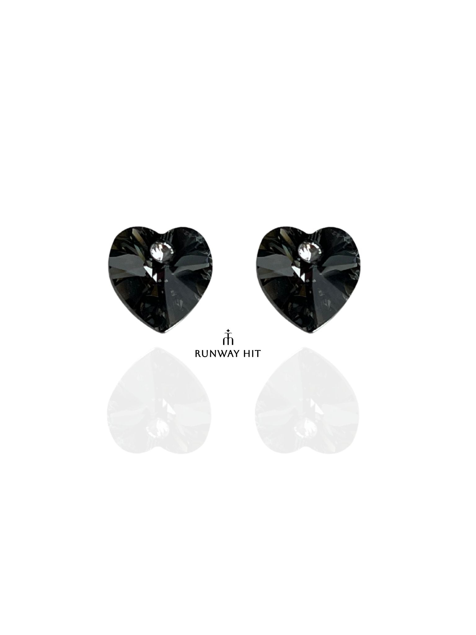 SWAROVSKI HEART STUD (BLACK)