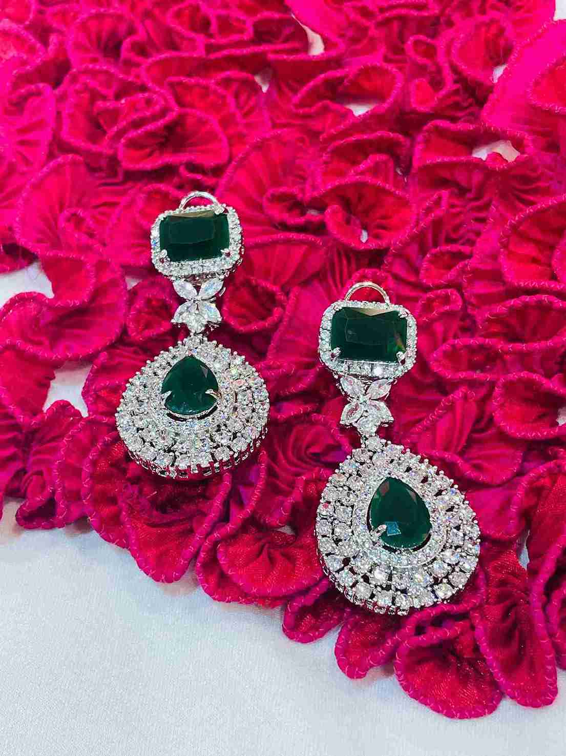 Wilma Long Green Earring image 0