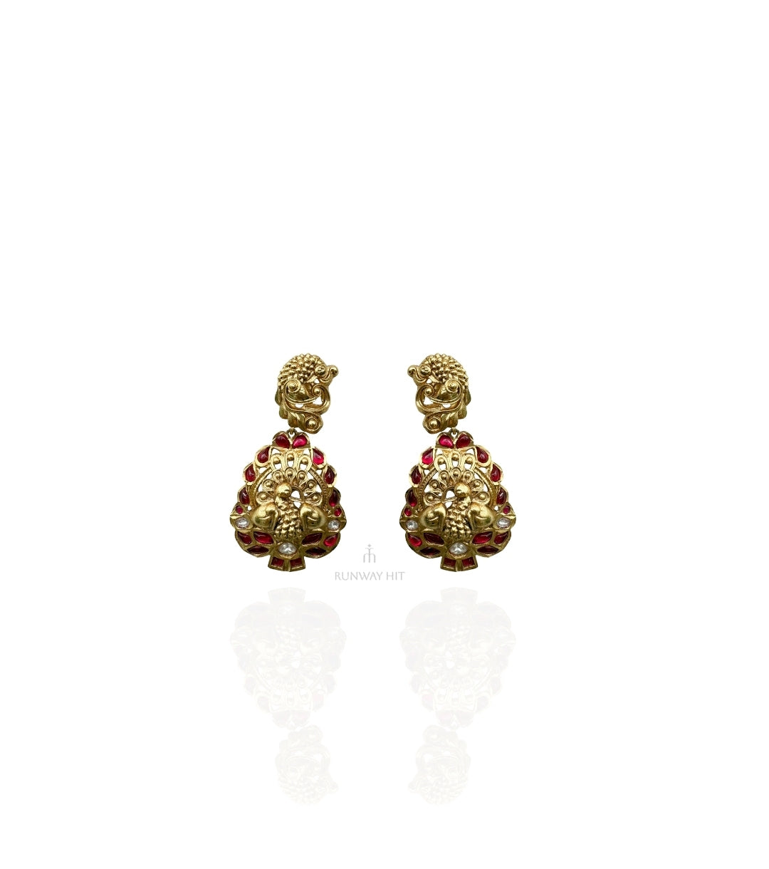 Sanjhi Gold Earring (Red)