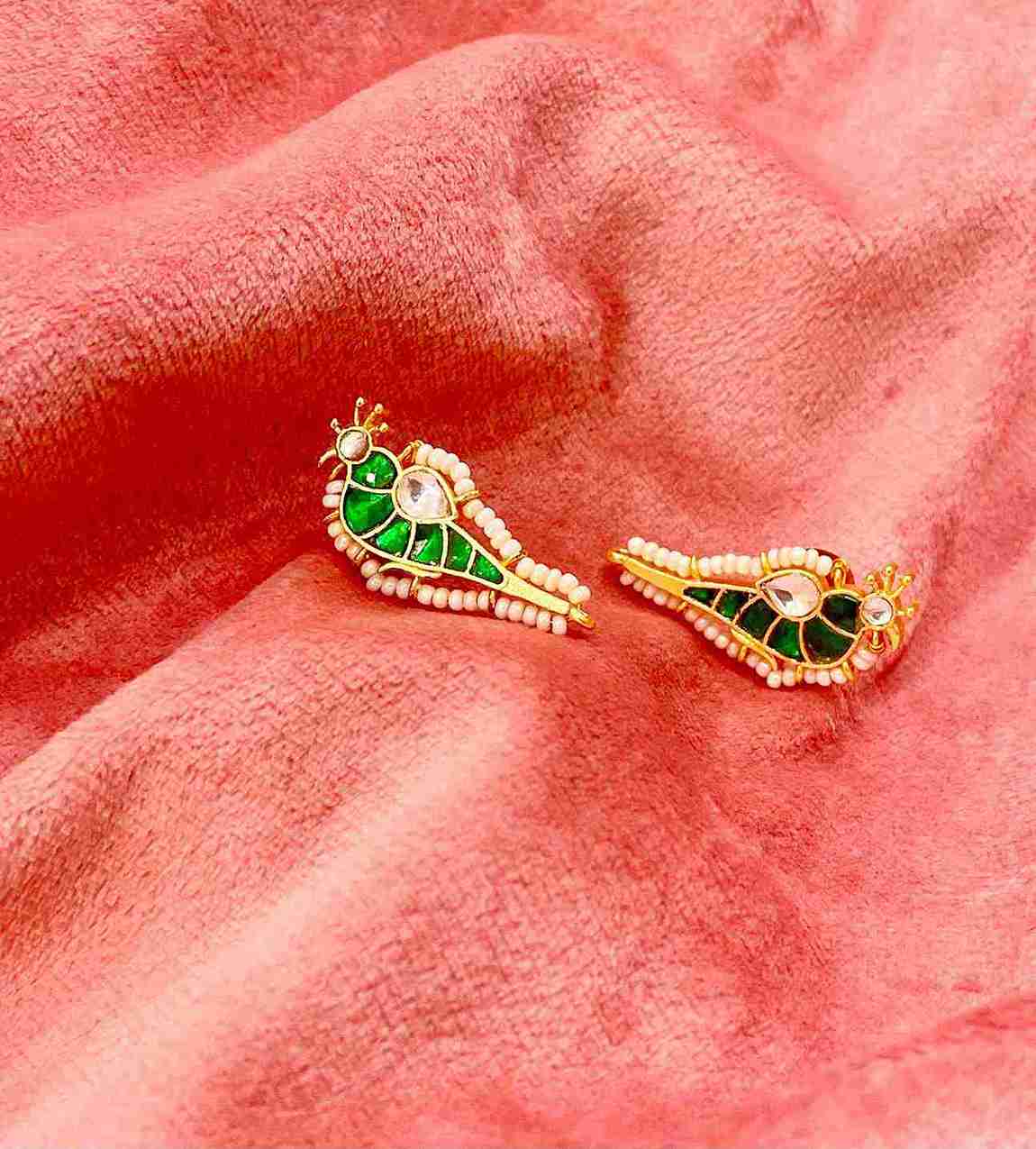 SPARROW GREEN KUNDAN STUD image 0