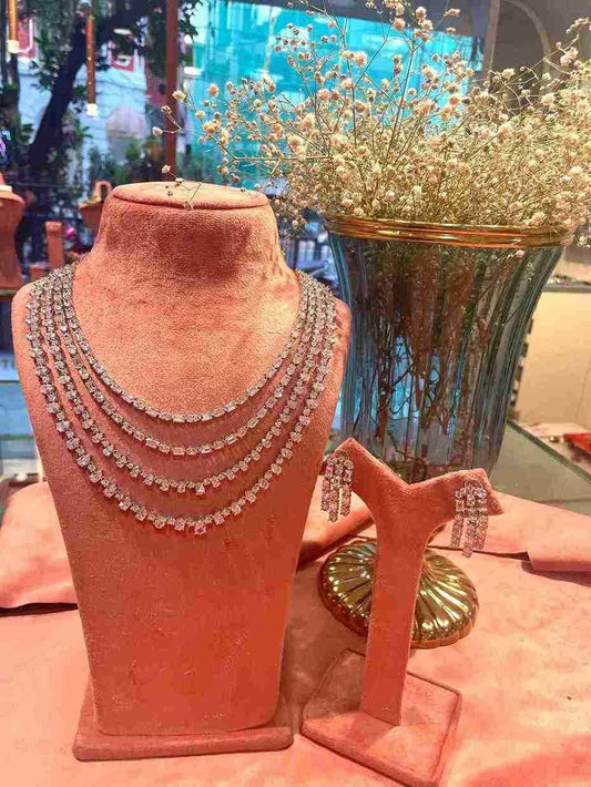 SIYA 4 LINE PURE SILVER DIAMOND SET image 0