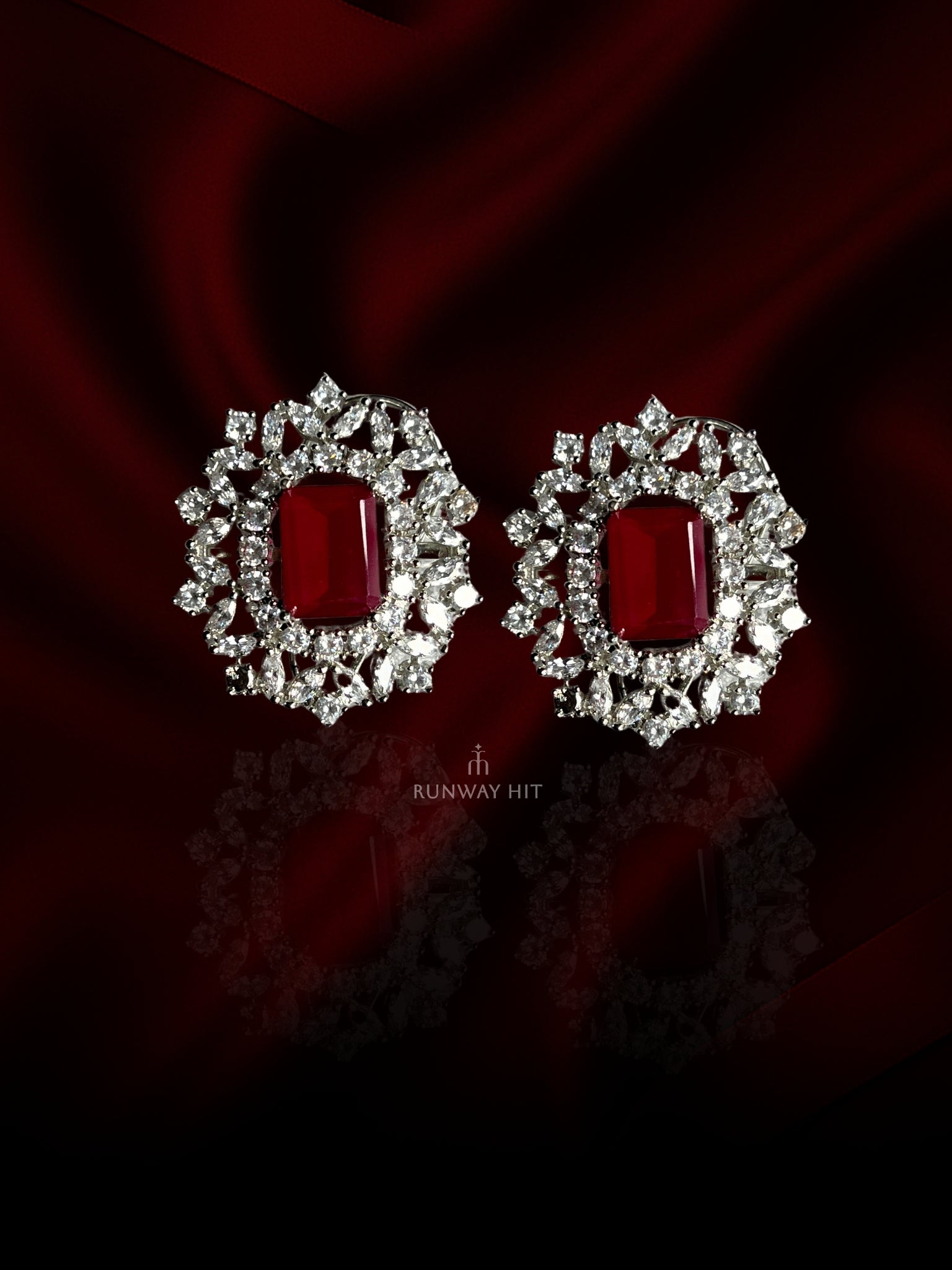 ASHA BIG RED DIAMOND EARRING