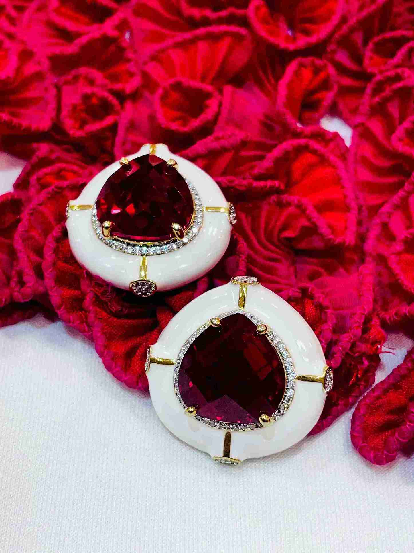 White and Red Enamel Stud image 0