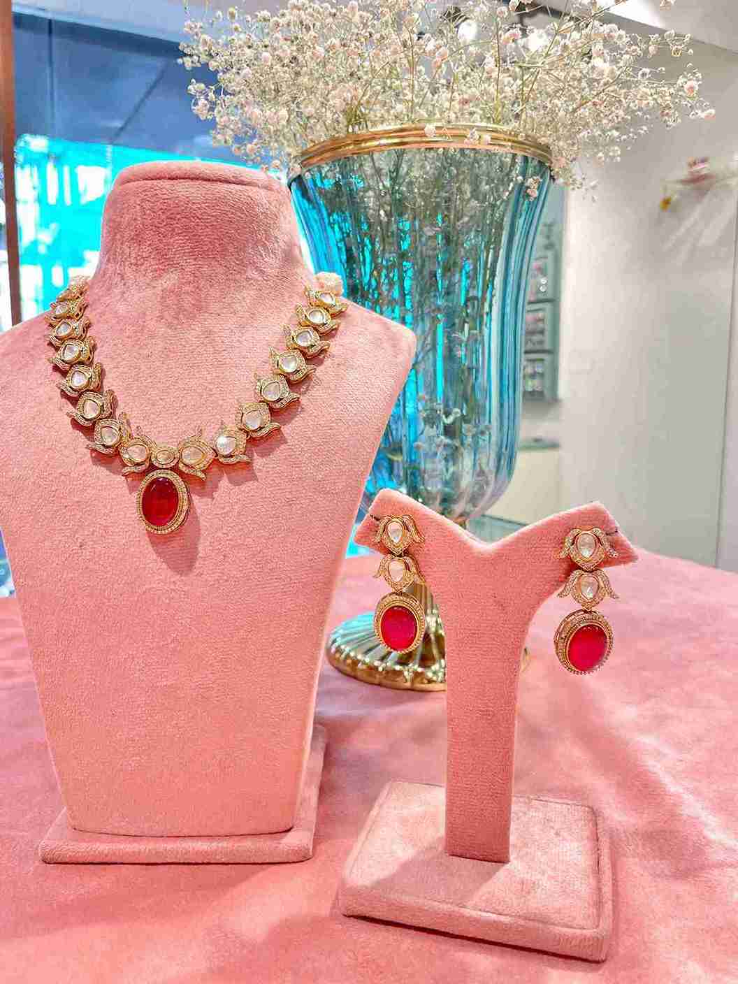 ANUJA POLKI STRING WITH RED DROP image 0