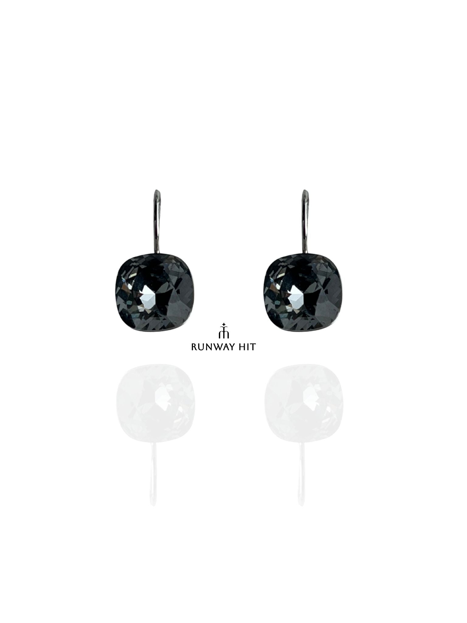 BLACK 92.5 SILVER & SWAROVSKI EARRING
