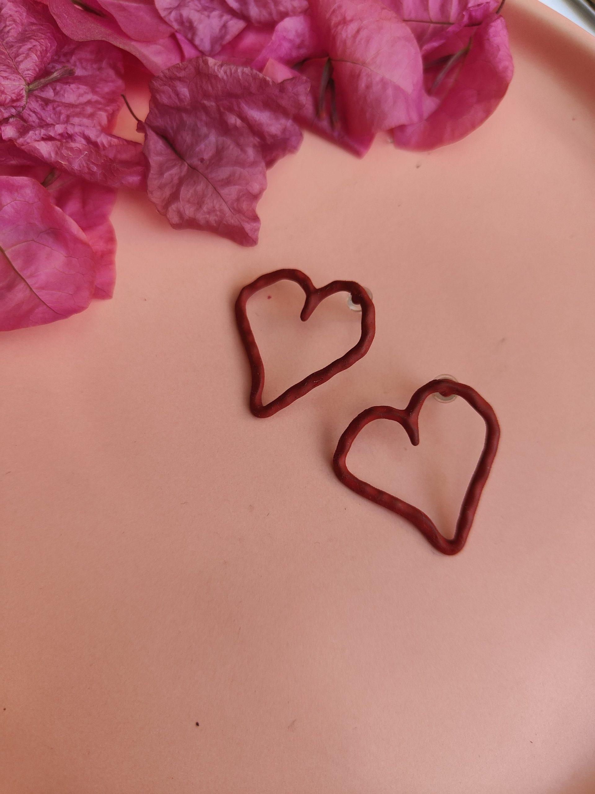 Red Heart Shaped Earings image 0