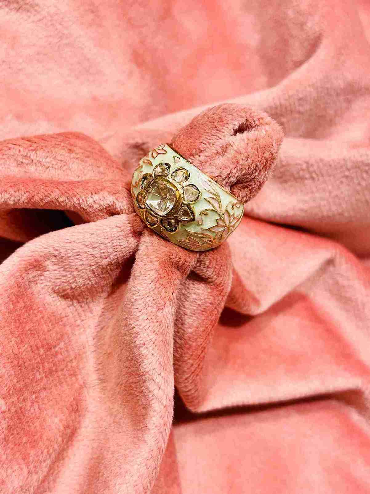 ARINI KUNDAN GREEN RING image 0