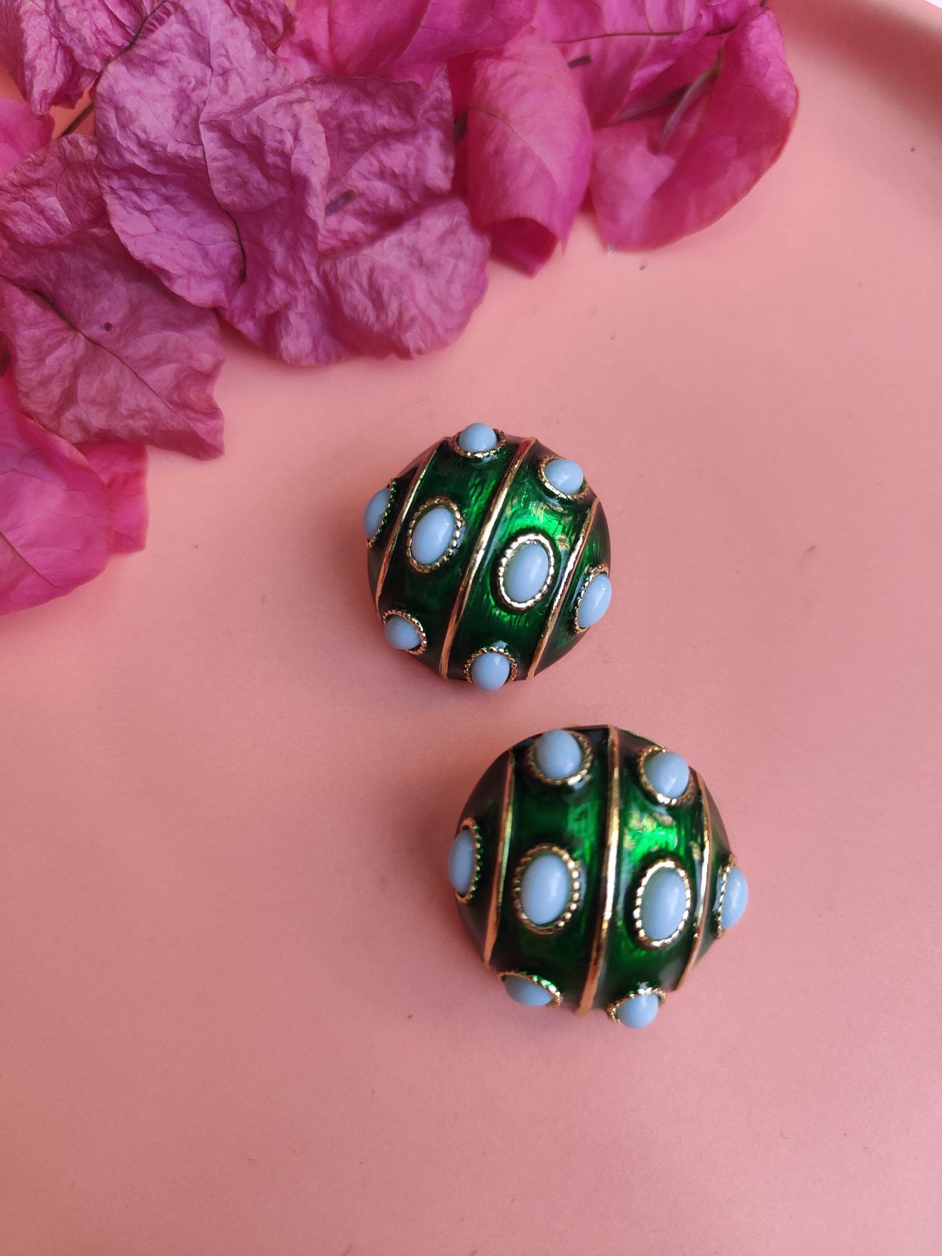 Resin Green Ball Earings image 0