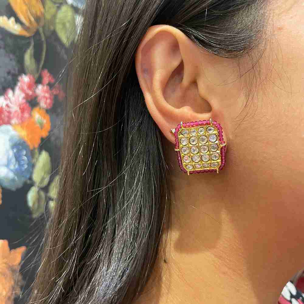 AARUSHI PINK KUNDAN STUD image 0