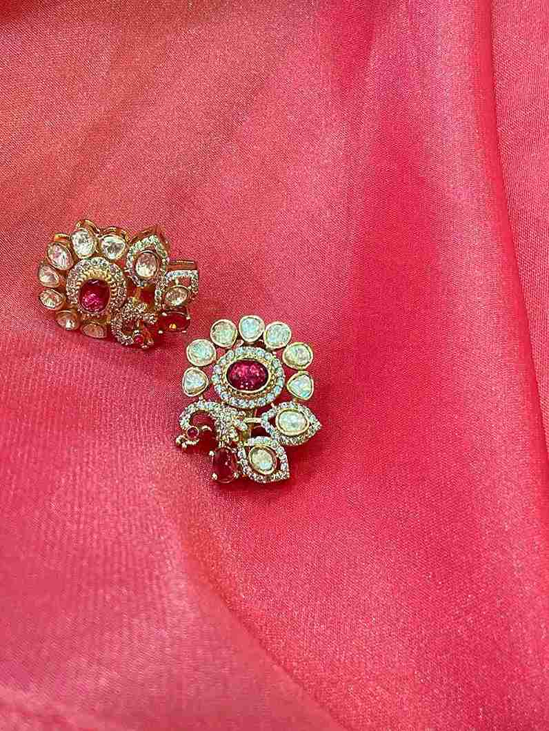DIVYA RED PEACOCK STUD image 0
