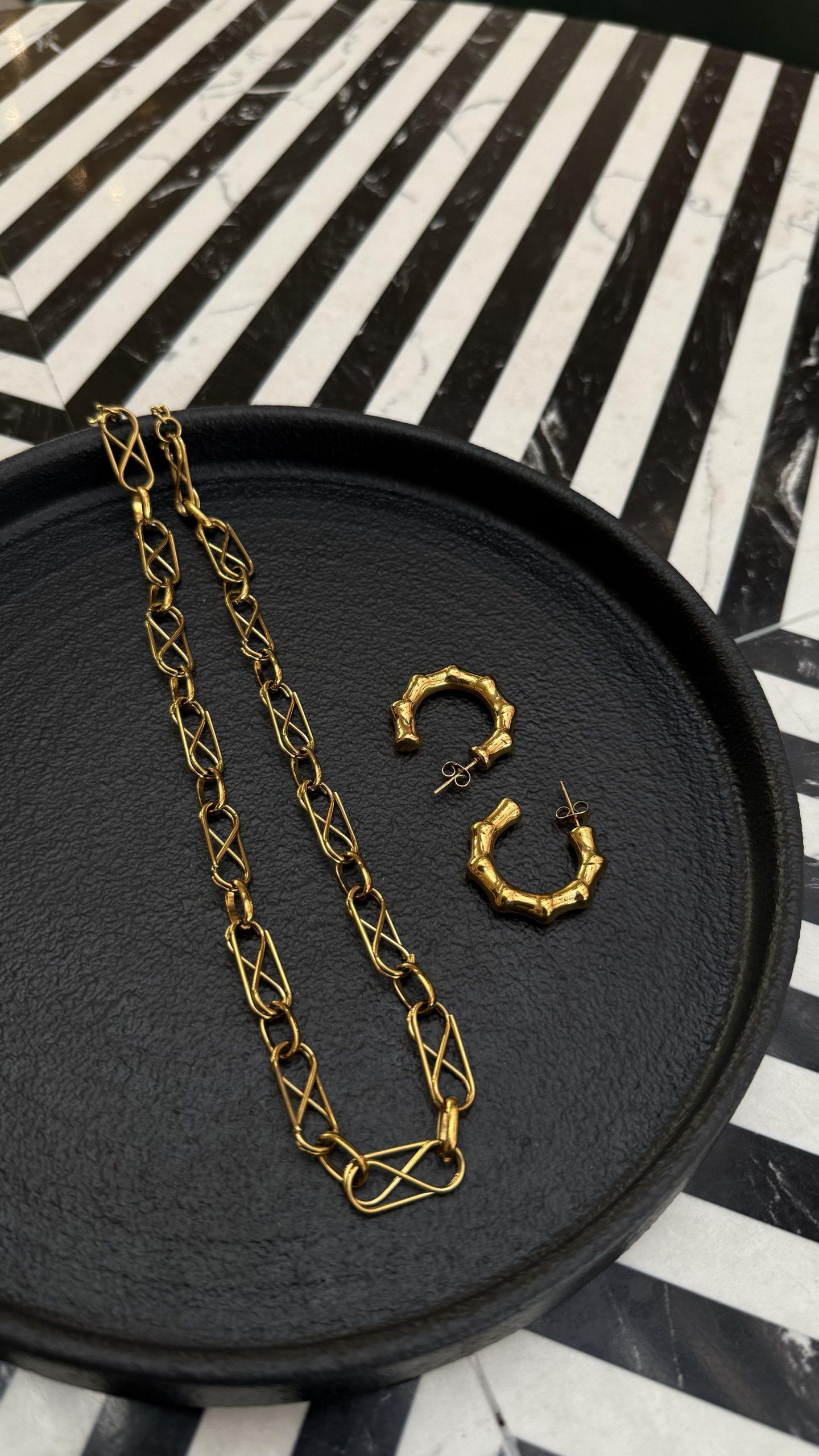 Gold Chain + Earrings image 0