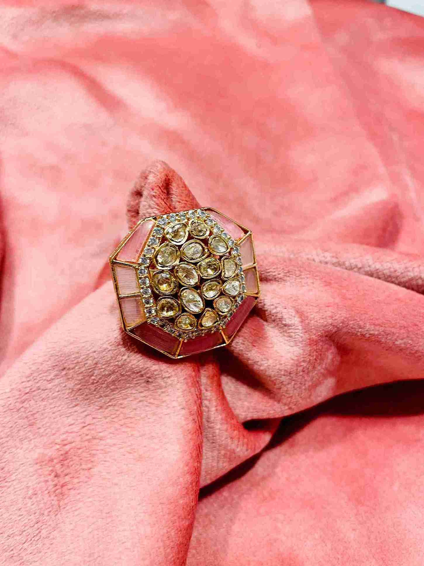 NITARA PEACH POLKI RING image 0