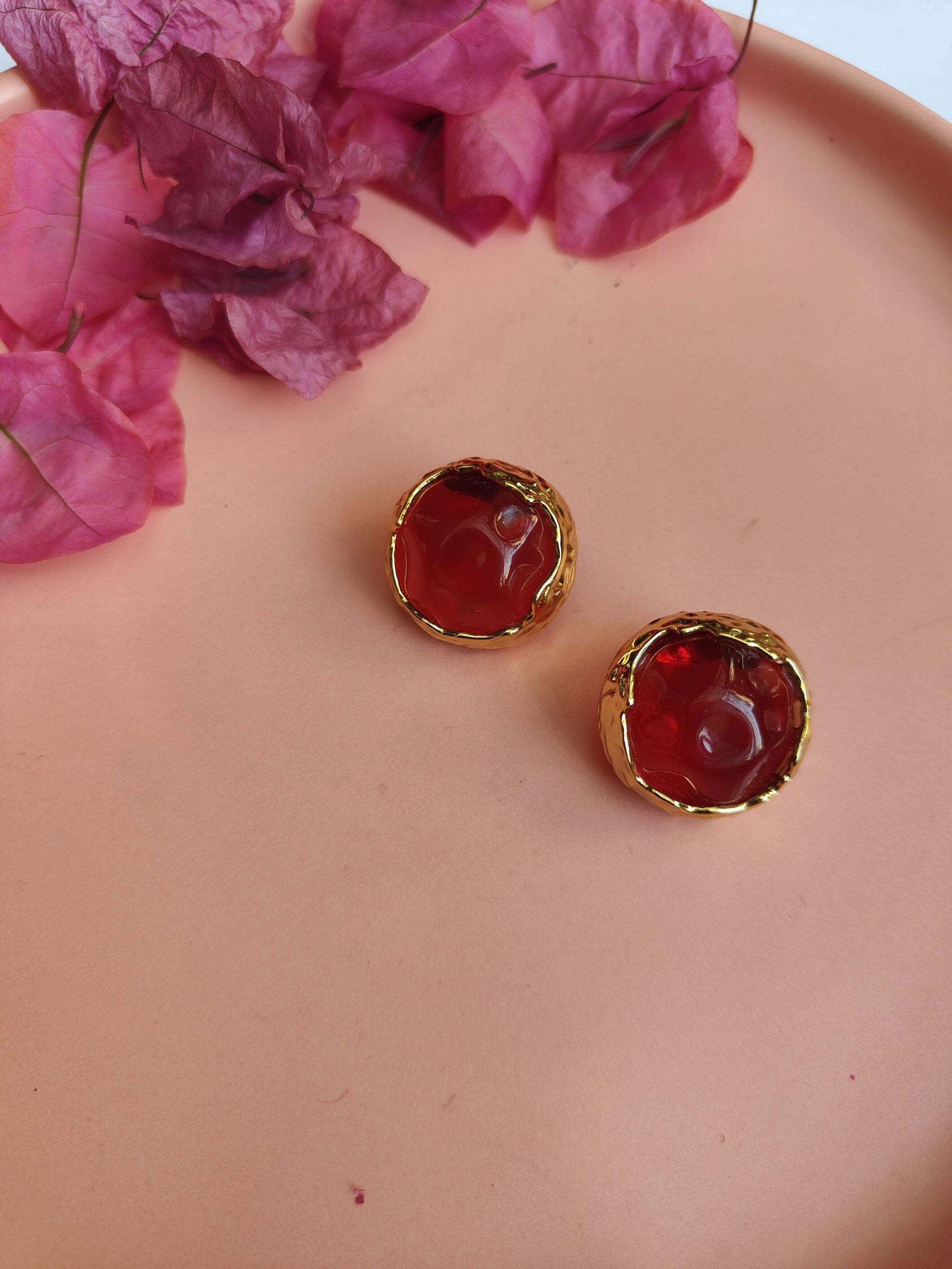 Resin Red Stone Earings image 0