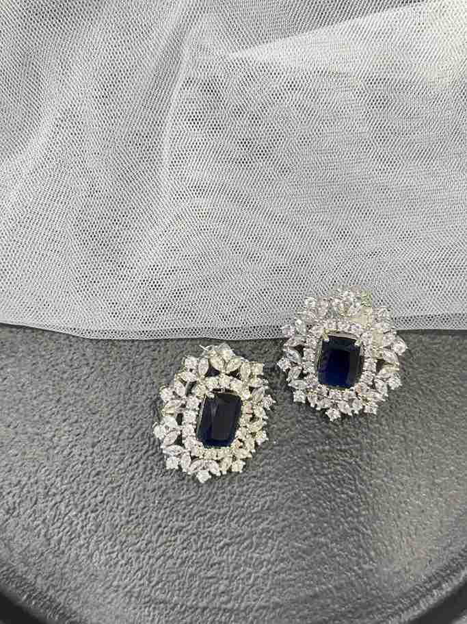 ASHA BIG BLUE DIAMOND STUD image 0
