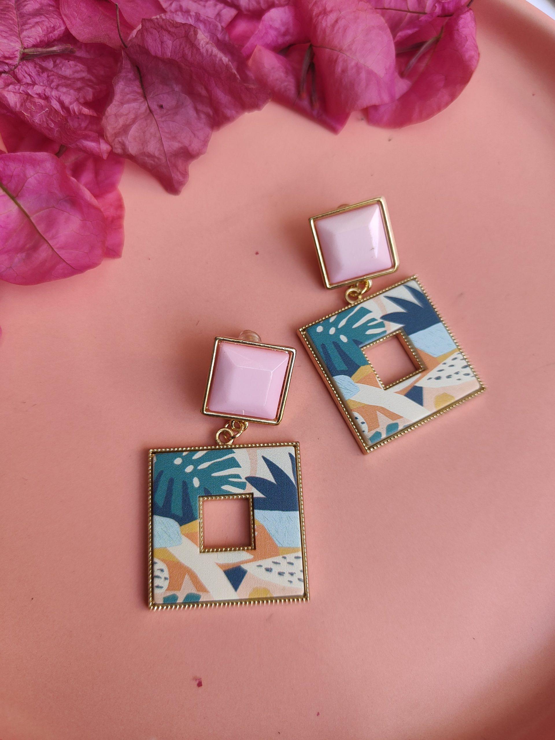 Resin Square Drop Earings image 0
