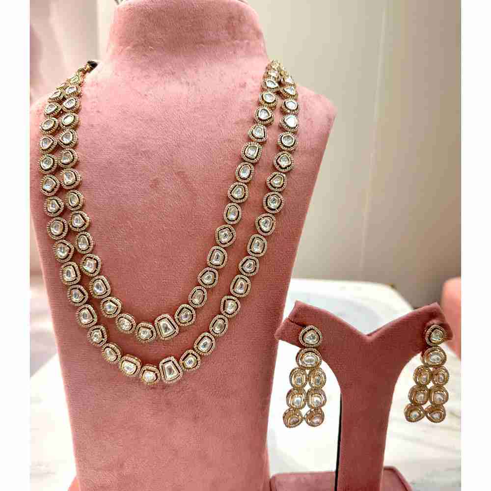 SHRUTIKA 2 LINE POLKI NECKLACE SET image 0