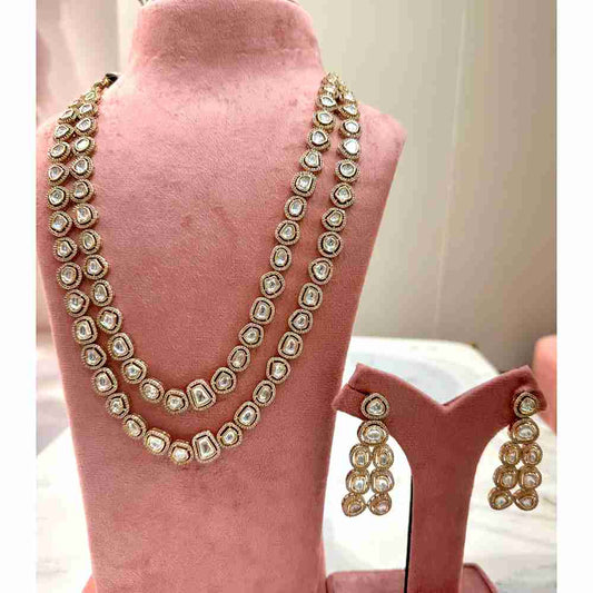 SHRUTIKA 2 LINE POLKI NECKLACE SET image 0