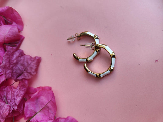 White Hoop Earing image 0