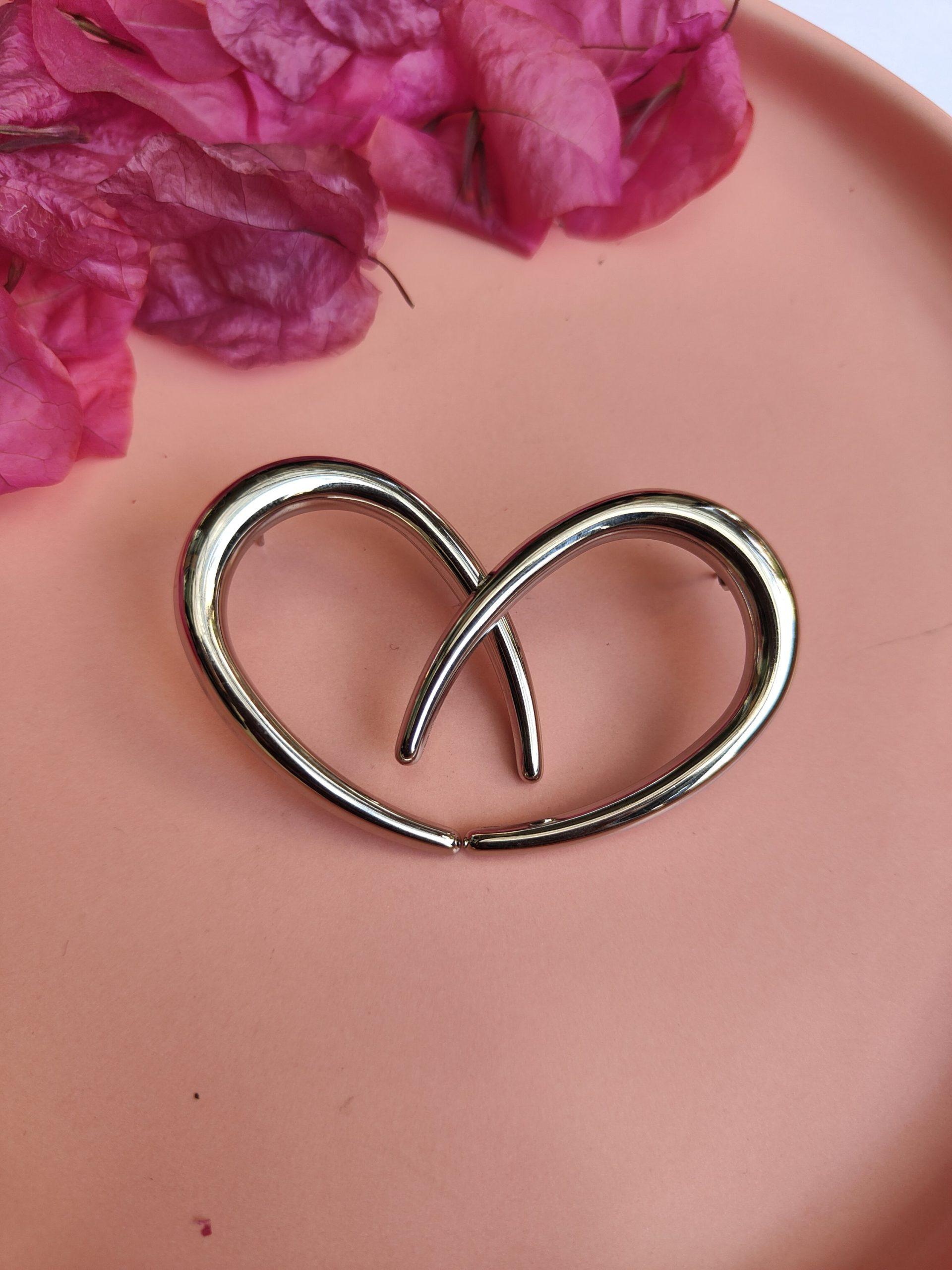 Metallic Silver Half Heart Earings image 0