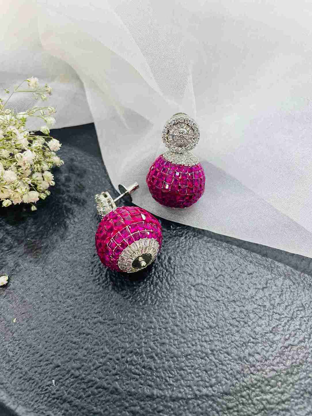 LILIANA RUBY ROUND BLING EARRING image 0