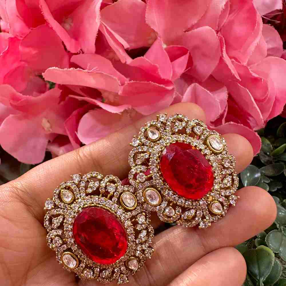 VAISHALI RED DOUBLET STUD image 0