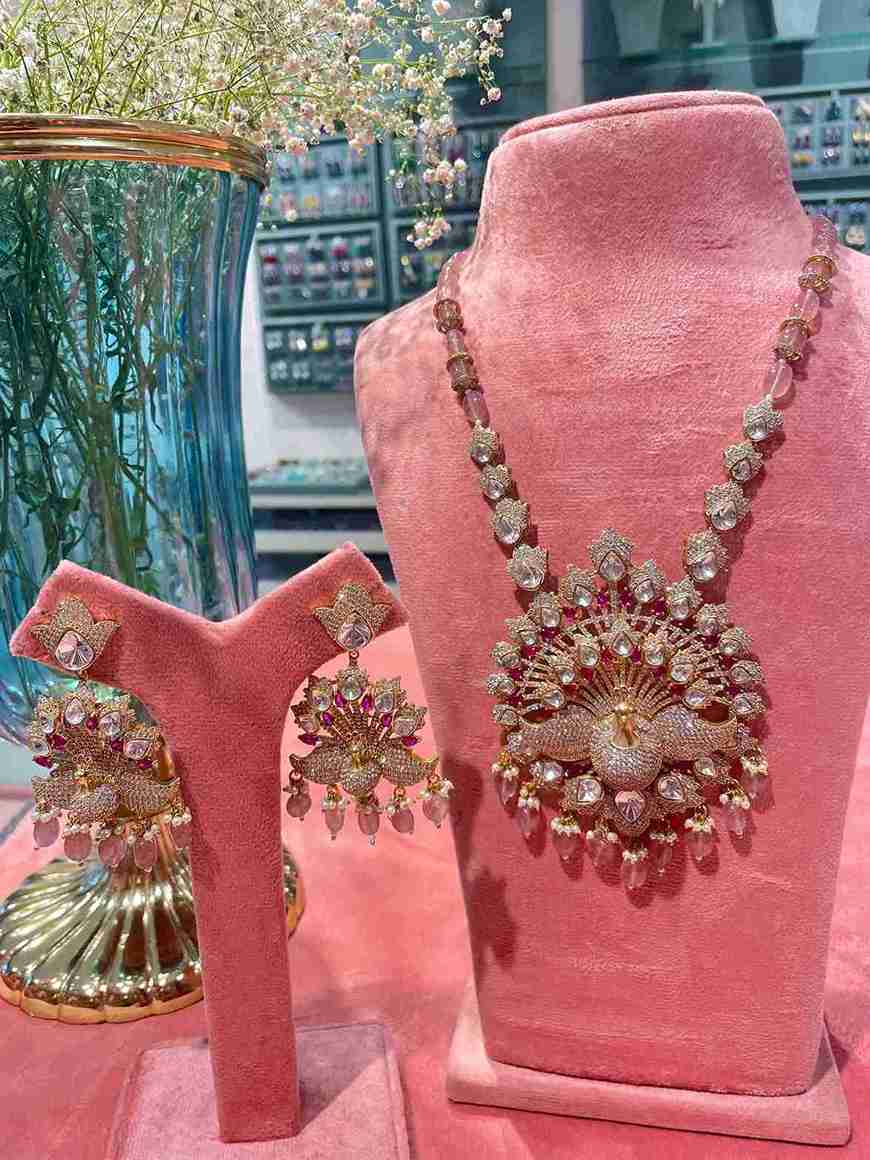 RIDDHI 3D PEACOCK LONG NECKLACE SET image 0