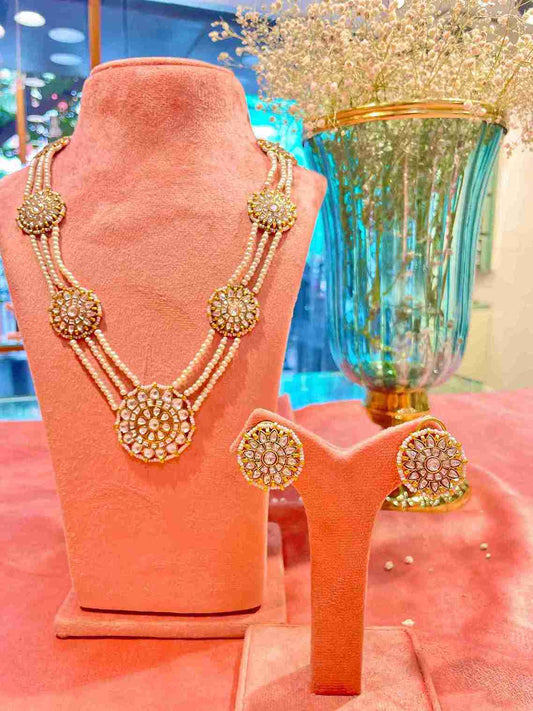 NITYANGI PURE SILVER THAPA KUNDAN NECKLACE SET image 0