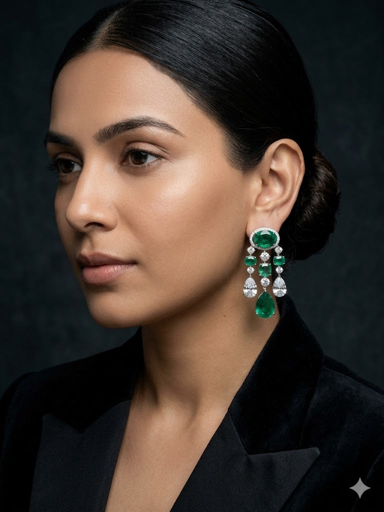 NYSA EMERALD DIAMOND EARRING