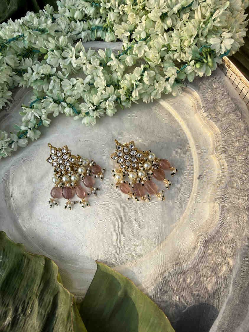 MALINI PINK FLOWER STUD