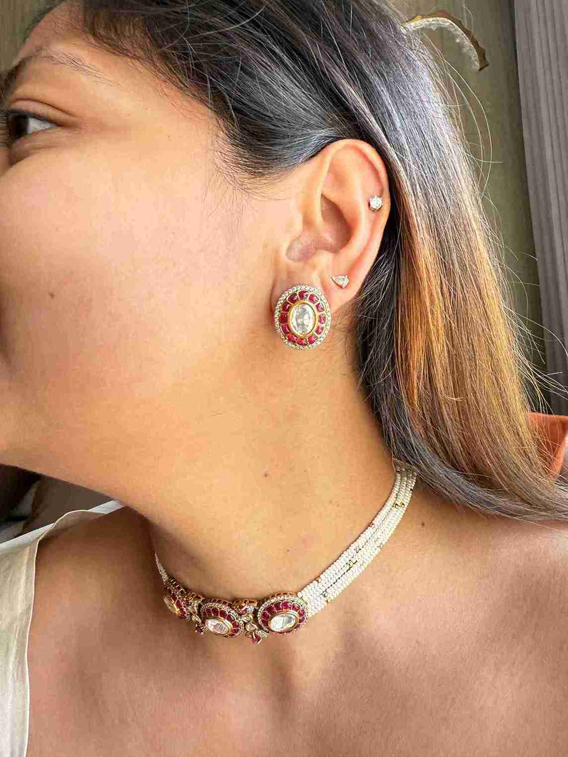 ALVINA RED PEARL SET