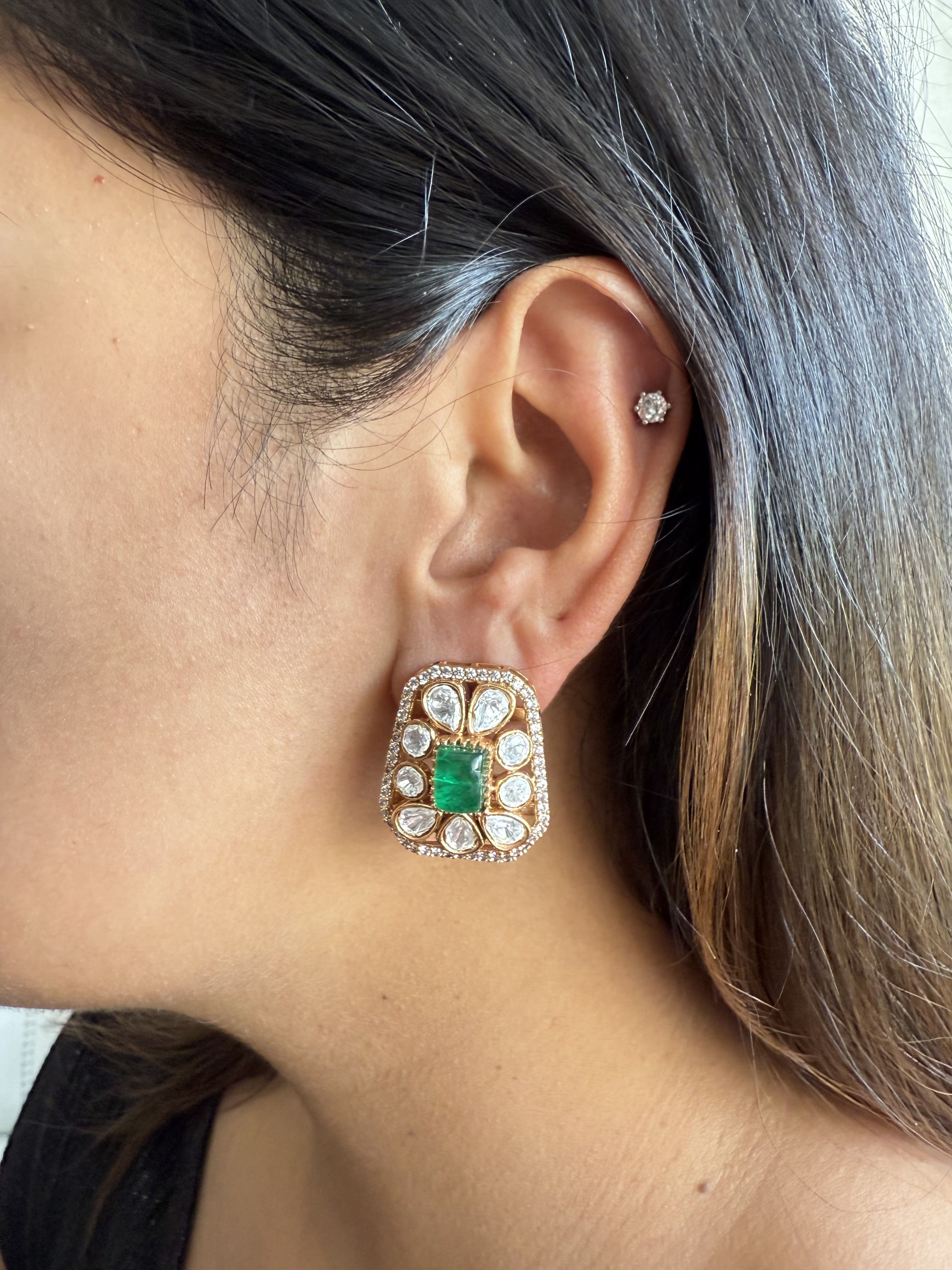 LAVANYA GREEN POLKI STUD