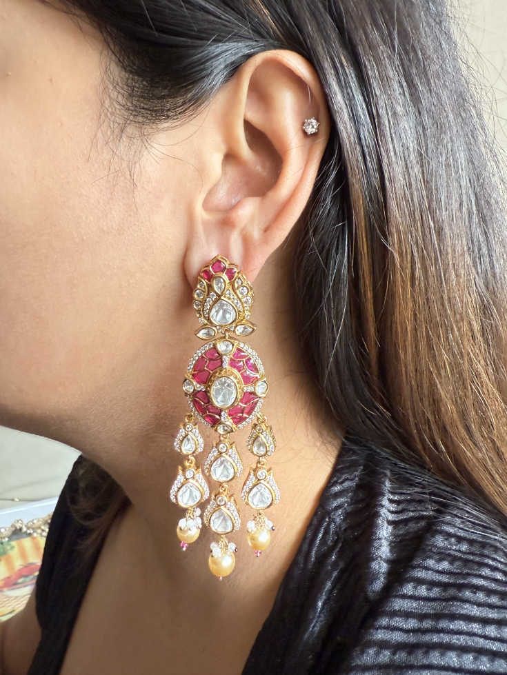 KASVI PINK POLKI EARRING